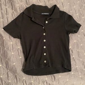 Black cropped button down